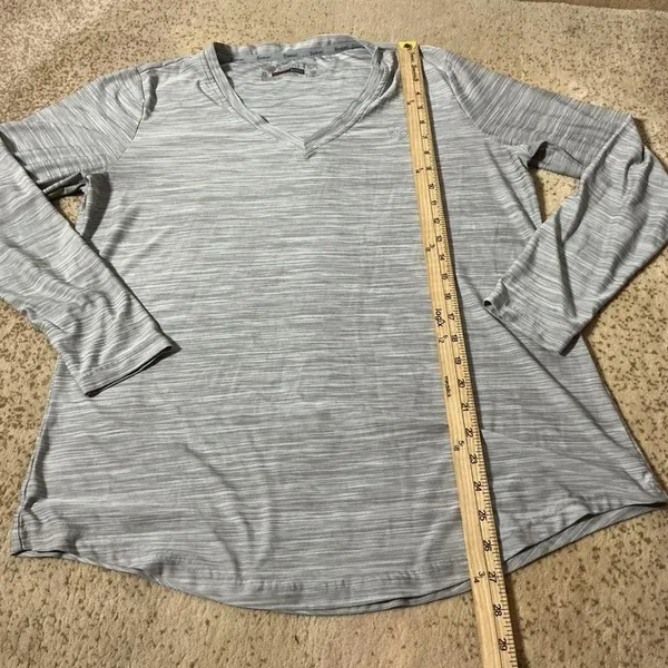 Ariat Women Grey AriatTek Heat‎ Series V-Neck Long Sleeve Performance Top XL - Image 2