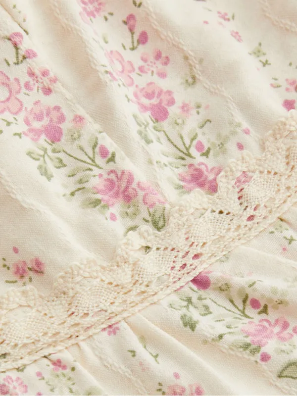 Cider Babydoll Floral Lace-Trim White & Pink Camisole Top XL - Image 8