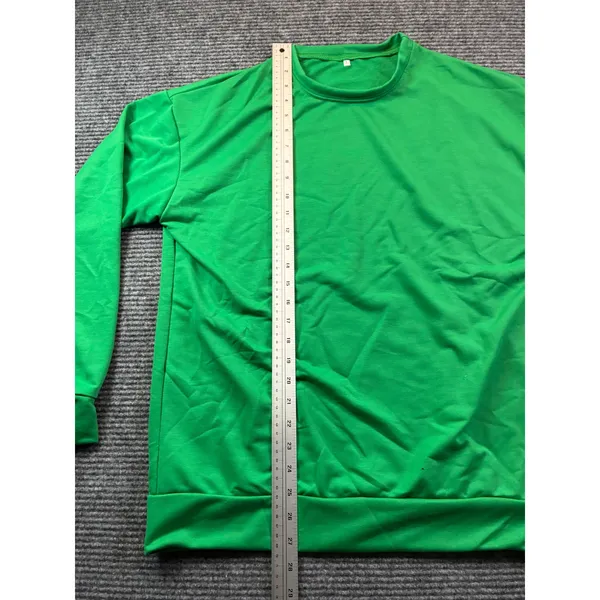 Womens Kelly Green Long Sleeve Crew Neck Sweatshirt Relaxed Fit Casual Top Large - Image 4