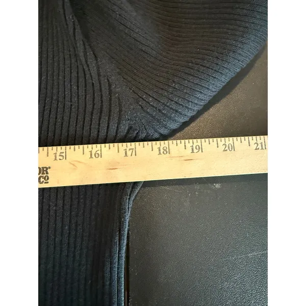 Newport News Womens‎ XL Sweater Black Ribbed Knit Cotton Turtleneck Mock Neck - Image 4