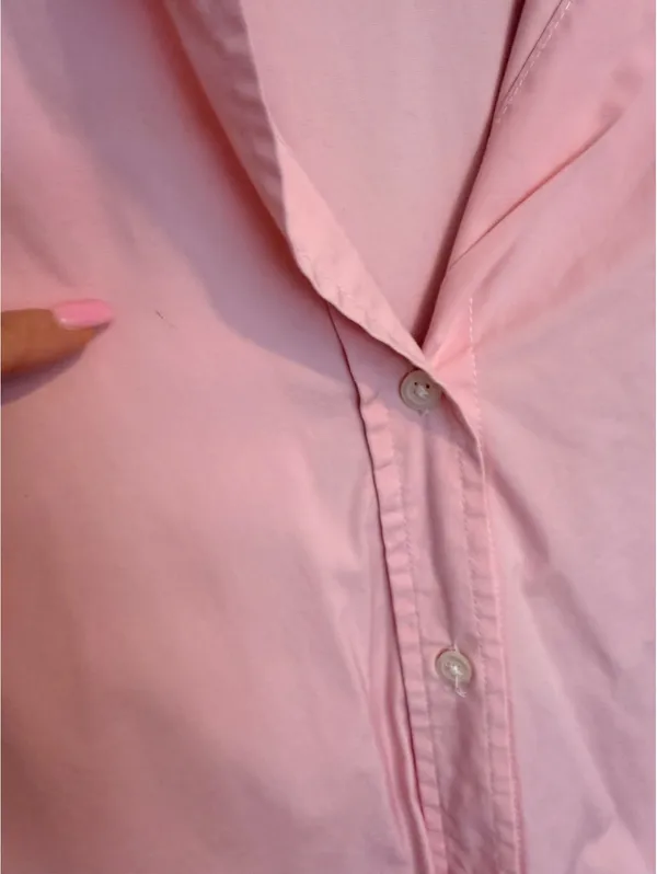 Gap Maternity Medium Pink Cotton Lycra Button Up Collared Work Shirt - Image 4