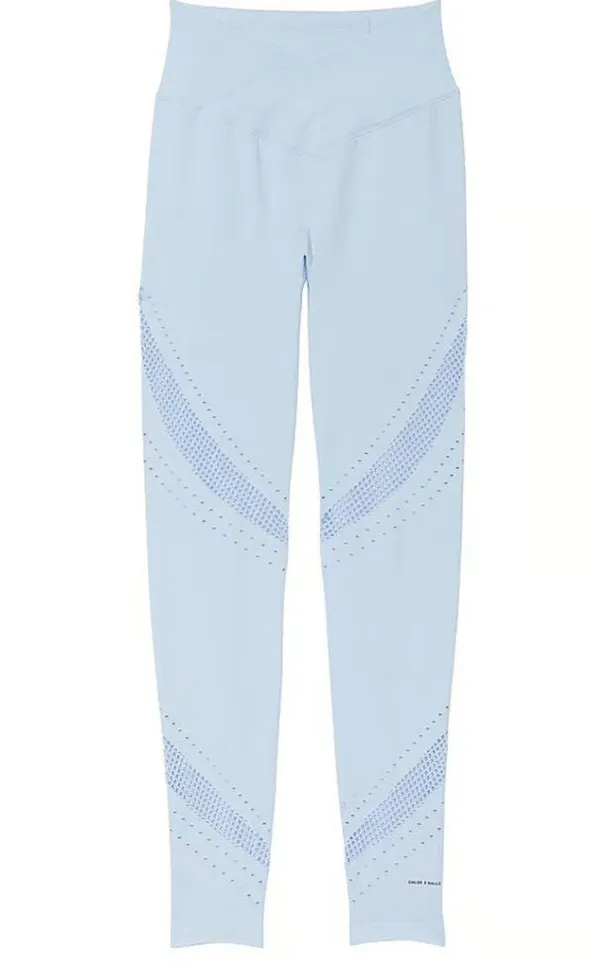 NWT PINK Victoria Secret Seamless Classic Workout Leggings in Light Blue SIZE XL - Image 4