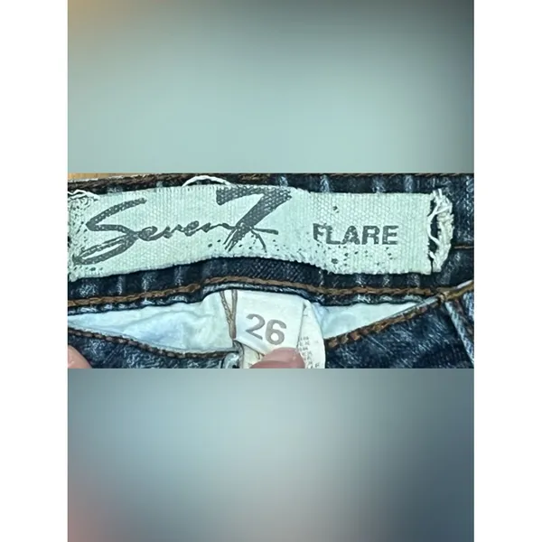 Seven7 Flare Lowrise Jeans Size 26 Iconic "7" branding back pocket - Image 5
