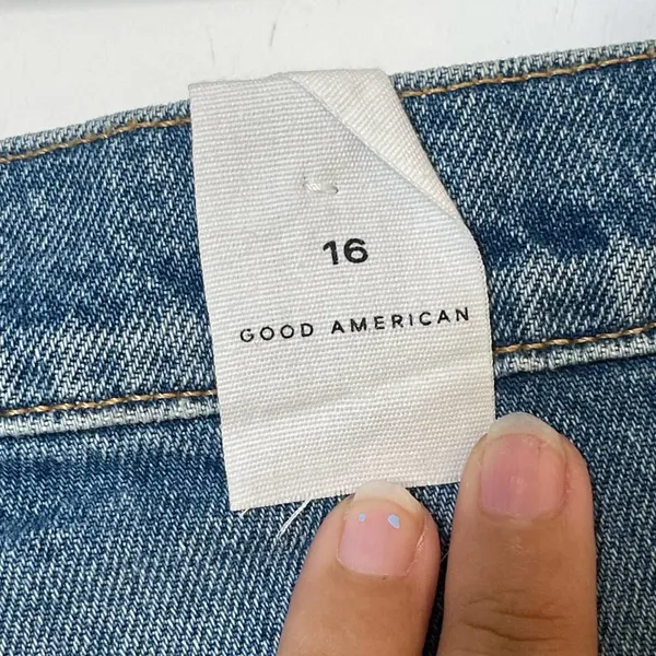 Good American NEW Good 90s Shorts Plus Size 16 Blue Denim High Rise Distressed - Image 4