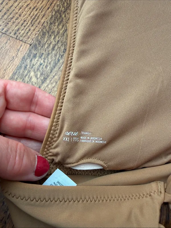 aerie Ruched-Strap Triangle Bralette - Caramel Brown Size XXL - Image 3