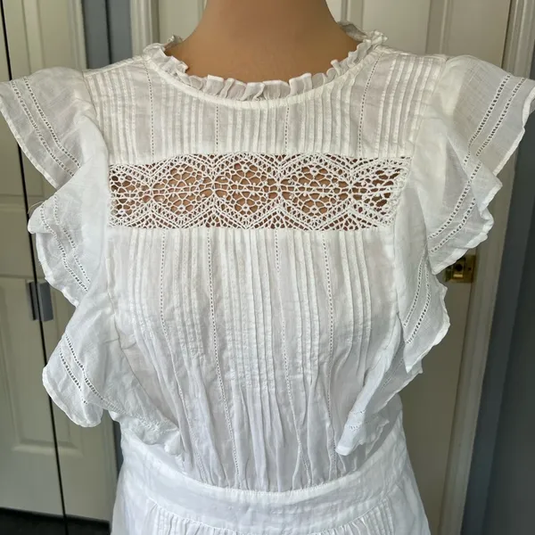 Frame Lace Pintuck‎ Ruffle White Dress Ethereal Peasant - Image 3