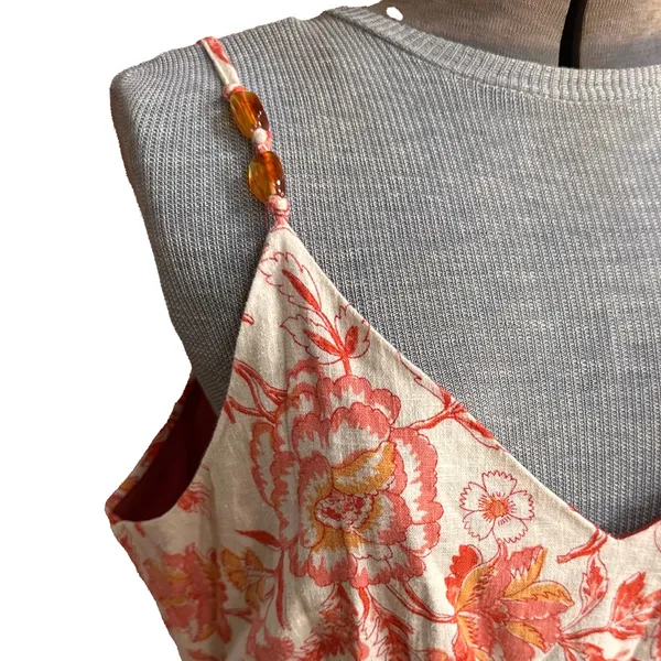 RACHEL ZOE Coral Linen Blend Tiered Maxi Sun Dress - Image 5