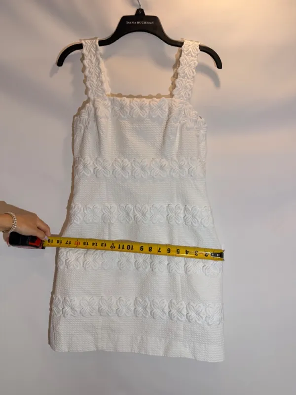 Lilly Pulitzer Davis Resort White Cotton Lace Trim Smocked Sundress Size 8 - Image 9