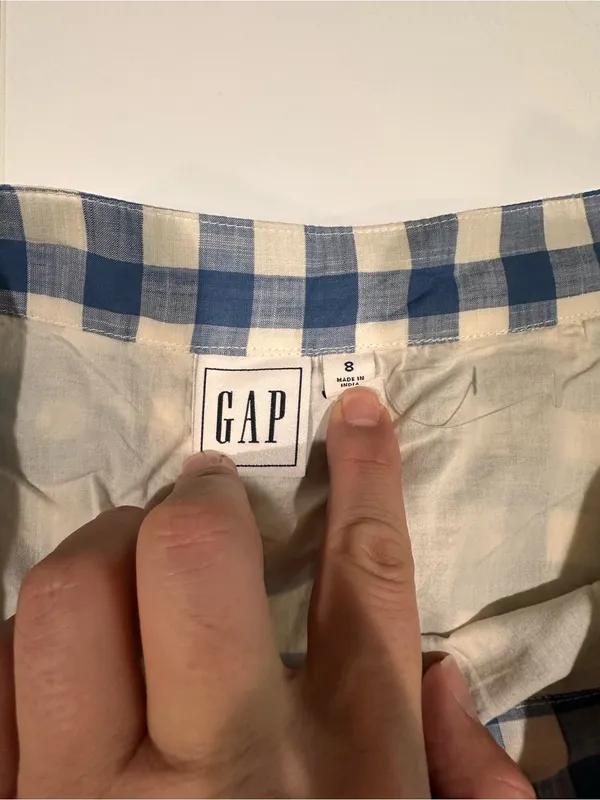 GAP Tiered Maxi Skirt Blue White Gingham Cotton Cottagecore Women’s 8 - Image 9