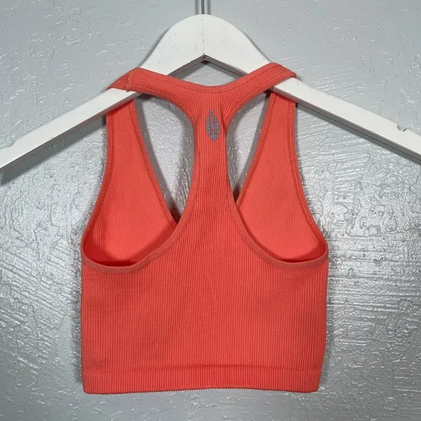 Free People Movement Women XS Orange Pink Free Throw Crop Top Ribbed Athleisure - Image 4