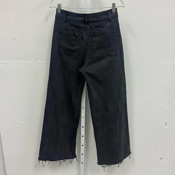 Miou Muse Straight Wide Leg High Waisted Denim Jeans Stretch Faded Black Med W28 - Image 4