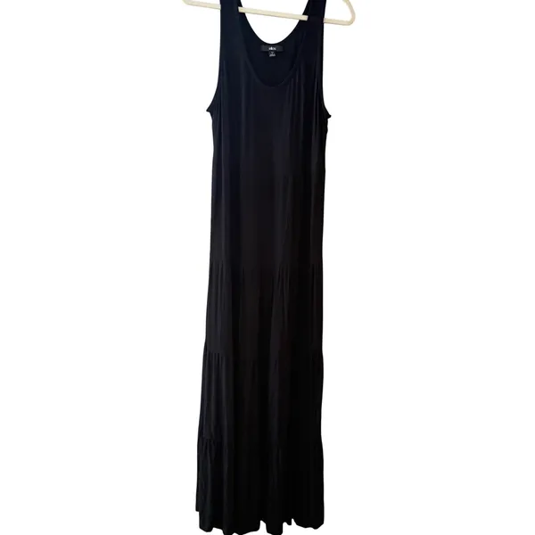 Ellos Womens Black Tiered Sleeveless Scoop Neck Jersey Knit‎ Maxi Dress M Tall - Image 2