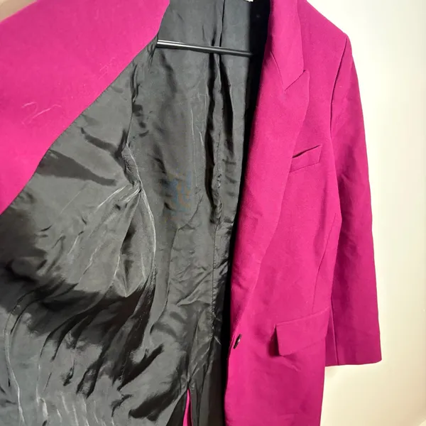 Zara Women Magenta Pink Single Button Blazer Jacket Size S - Image 3