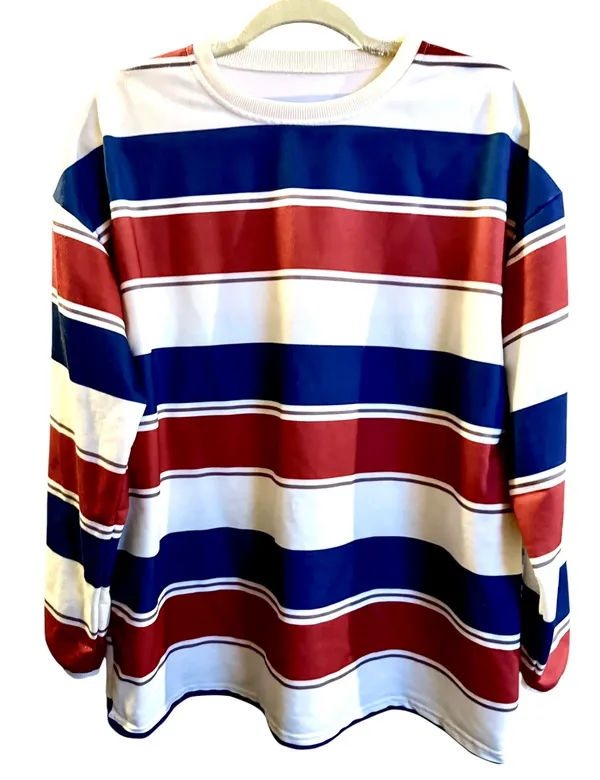 Boomny Unisex Long Sleeve Striped Boxy Crew Neck Shirt - Image 3