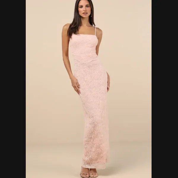 Lulus Joni Blush Pink 3X Floral Appliqué Lace Maxi Dress - Image 4