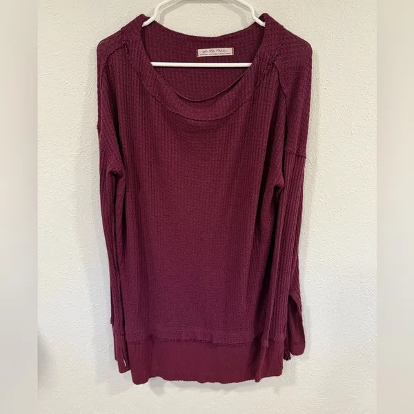 Free People We The Free North Shore Thermal Top Burgundy XS - Image 4