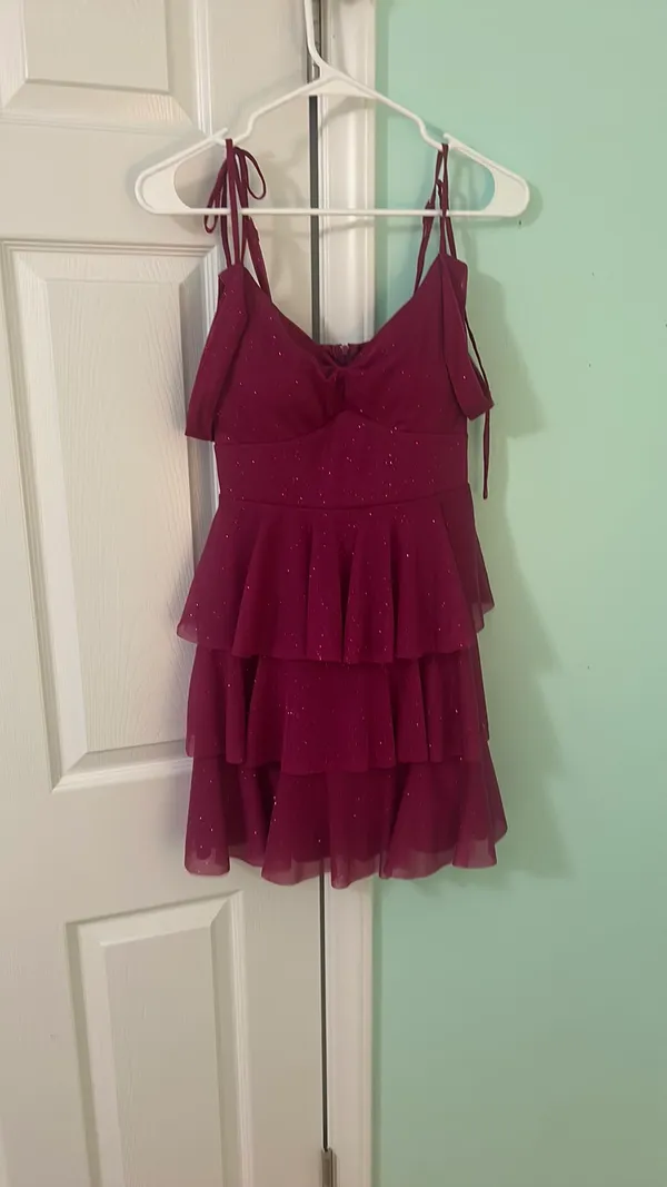 Crystal doll magenta shimmer dress small - Image 4
