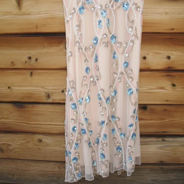 MAC DUGGAL 93772 Cream Floral Embellished Long Sleeve Gown Dress Size 4 - Image 9