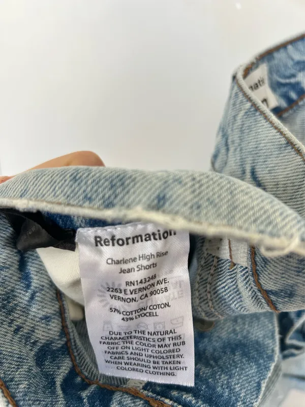 Reformation Charlene High-Rise Cuffed Jean Shorts - Image 7