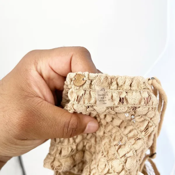 Free People Womens Adella Lace Crochet Boho Festival Bralette Top Size S Tan - Image 4
