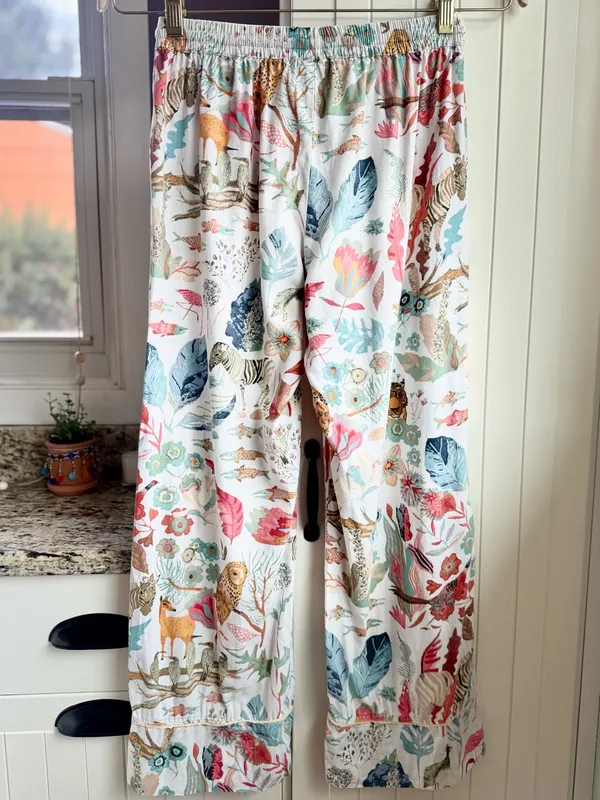 Anthropologie Michelle Morin Animalia Safari Wide Leg Sleep Pants Multicolor XS - Image 3