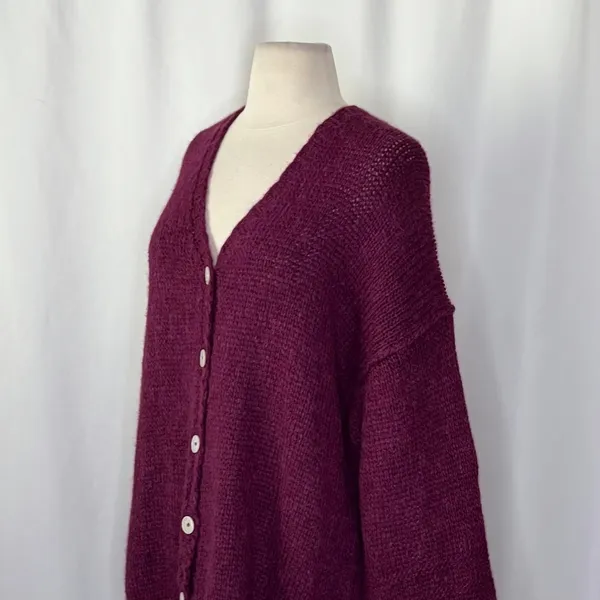 NWT!! FREE PEOPLE Marina SoftSpun Cardi Cardigan Sweater Purple Wine Alpaca S - Image 7