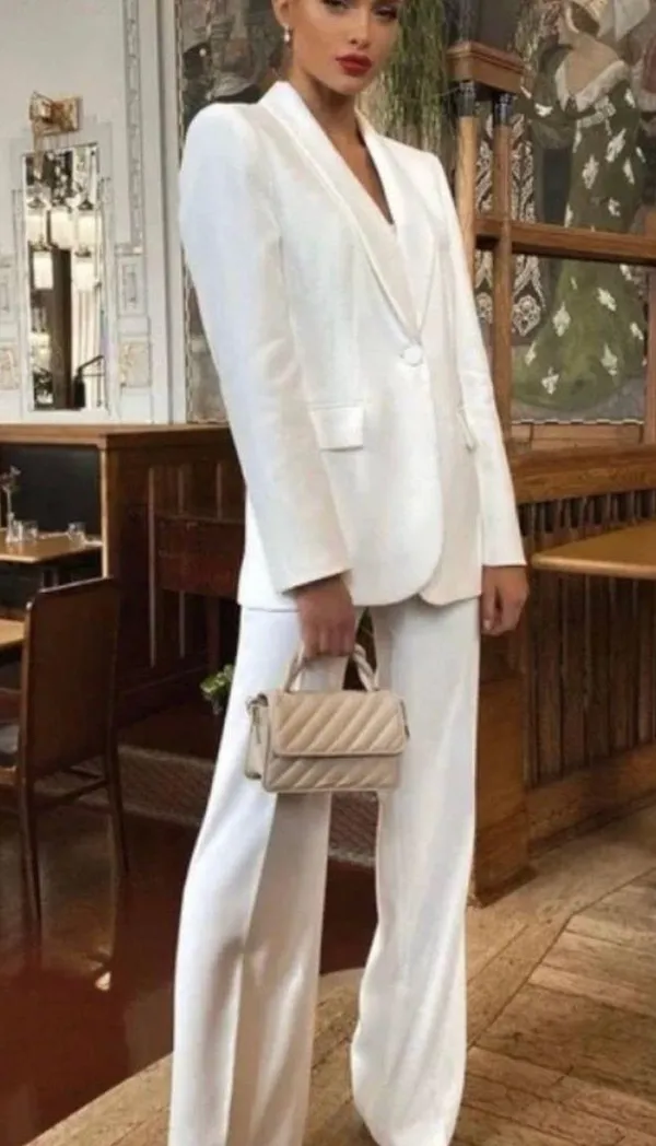 ZARA blazer white waisted tailored tuxado suit jacket - Image 6