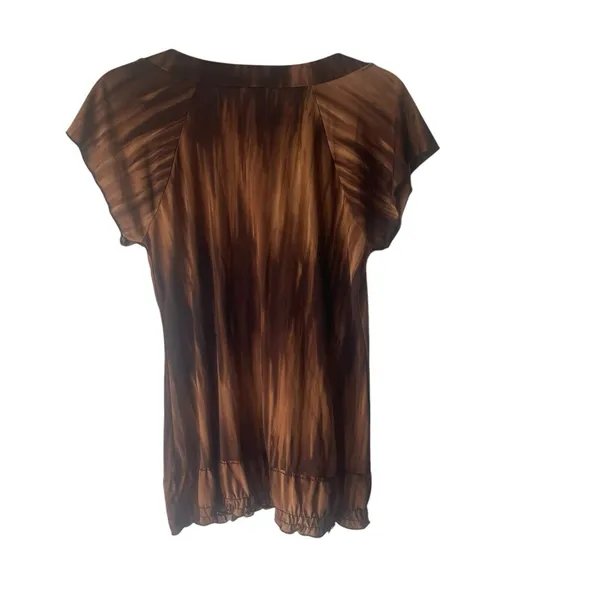Agenda Y2k Women's Size Large Brown 2000s V Neck‎ Blouse - Image 5