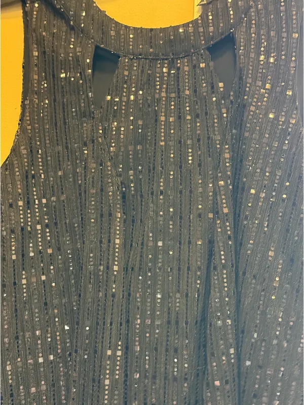 Leslie Fay Black Sequin Mini Dress Size 4 Formal Semi Formal - Image 3
