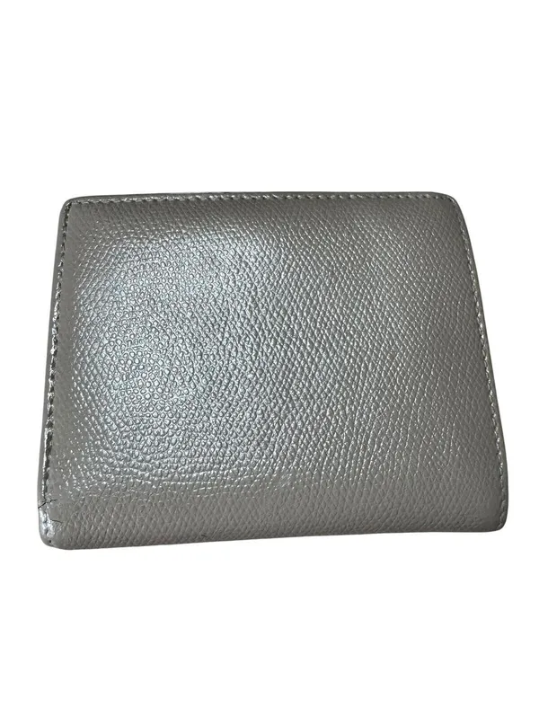 Fendi Gray Leather Card Holder Wallet with Gold Logo - Image 3