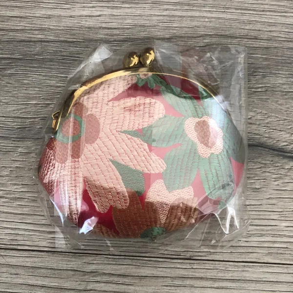 New Taiwan Gamaguchi Small Embroidered Coin Purse Pouch with Floral Embroidery - Image 4
