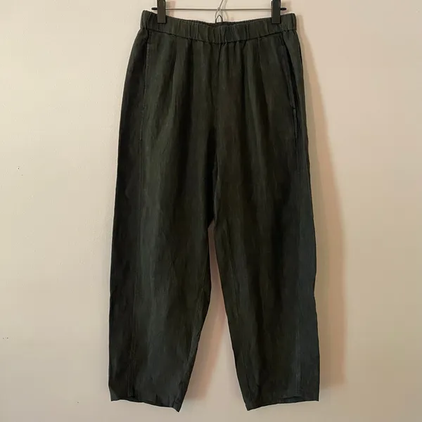 Eileen Fisher Gray Linen Loungewear Barrel Leg Lantern Pants Flowy Women size XS - Image 2