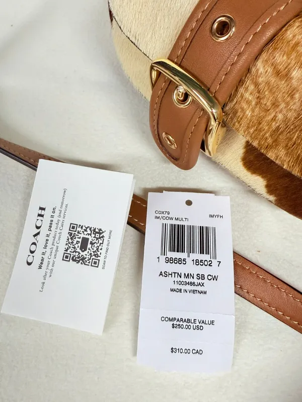 coach Ashton Mini Shoulder Bag In Haircalf With Cow Print cdx79 - Image 10