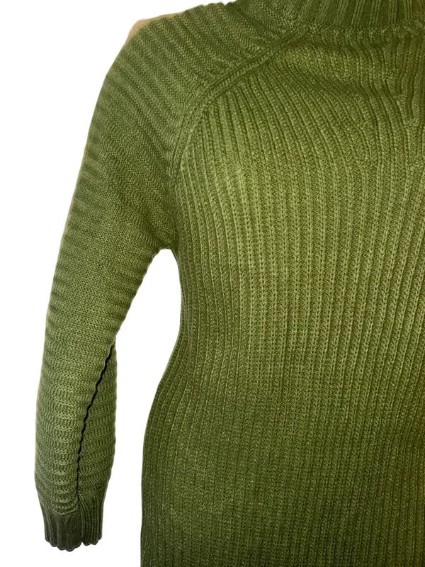 SHEIN Olive Ribbed Turtleneck Sweater Dress - Image 2