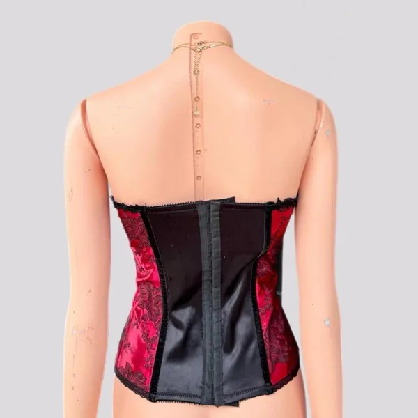 Y2K Red Black American Vintage Floral Corset - Image 4