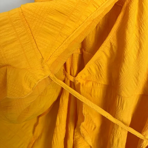 Women's Ruffle Hem Wrap Dress A-line Yellow Size XL NWT Vacation Resortwear - Image 7