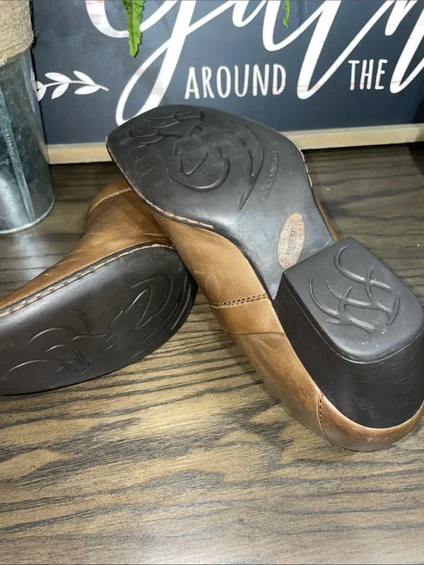 Born Kinney Brown Leather Slip-On Heeled Loafer Booties Size 9 - Image 12
