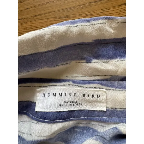 Humming Bird Women Size Measured Button Down Blouse‎ Short Sleeve Stripe Pocket - Image 3