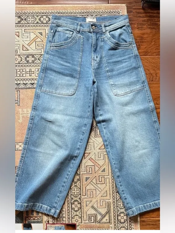 Free People mid rise crop wide leg sz 28 - Image 5
