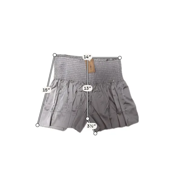 Natural Life NWT Boho Satin Flowy Shorts Gray Silver‎ Smocked Waist M Coquette - Image 5