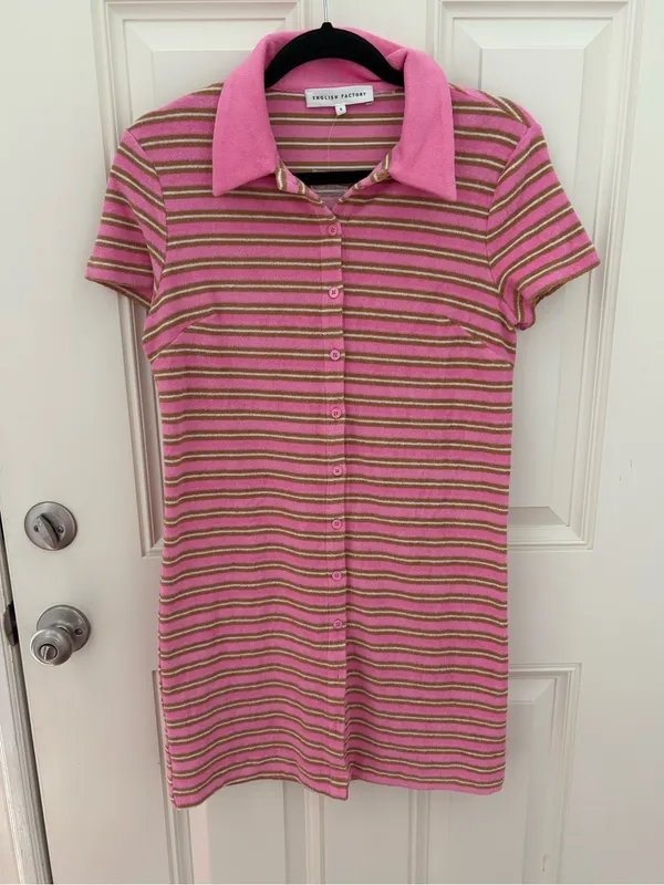 English Factory Terry Striped Polo Dress Size Small - Image 2