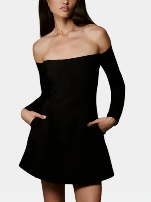 Bardot Nadene Hourglass Black Off Shoulder Mini Cocktail Dress Size 4 NWT - Image 2