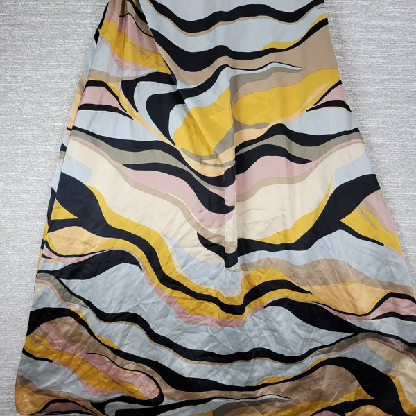 Sugarlips Lourdes Cut Out Dress Womens Large Yellow Tan Ruched Midi Silky Lined - Image 8