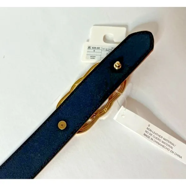 A New Day Women's Cognac & Gold Triple Plaque Belt Size Small NEW! - Image 5