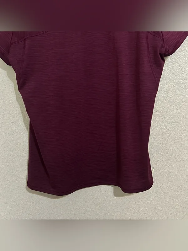 Athleta Burgundy Heathered Scoop Neck Short Sleeve Athletic Shirt Womens Size XL - Image 6