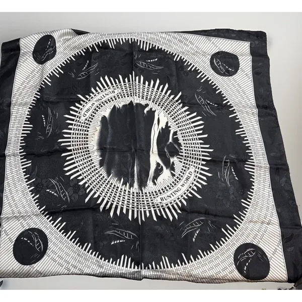 Hunting World Scarf Women’s 34”x34” Black White Graphic Design - Image 2