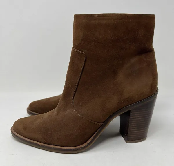 Gianni Bini Tovyy Booties Brown Suede Leather Block Heel Zip Up Women’s Size 7.5 - Image 4