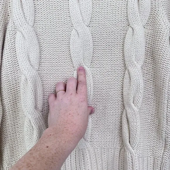Chunky Cable Knit Cream Fisherman Turtleneck Classic Sweater Rory Gilmore Cozy - Image 6