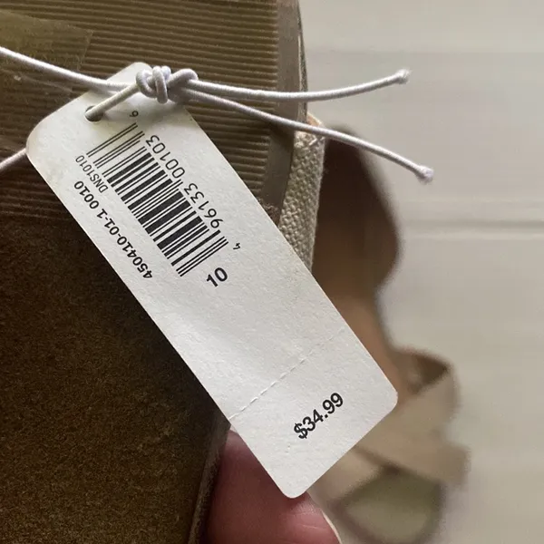 NWT Gap women’s gold open toe fabric leather slide shoes, size 10 - Image 11