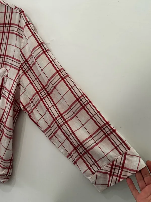 Victoria’s Secret Flannel Pajamas Peppermint Plaid Pink Red Large 2pc Pant Set - Image 5